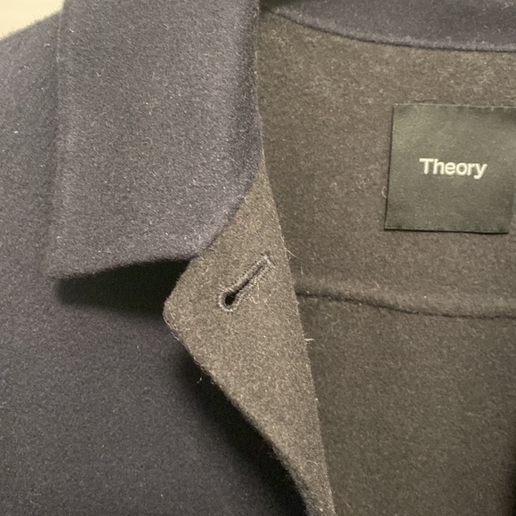 Theory Shirt Jacket Wool Cashmere Navy Black Medium - Picture 4 of 7